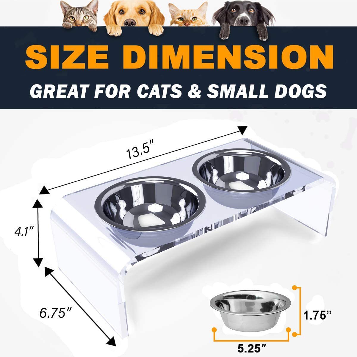 Acrylic Dogs And Cats Pet Feeder Small Cat