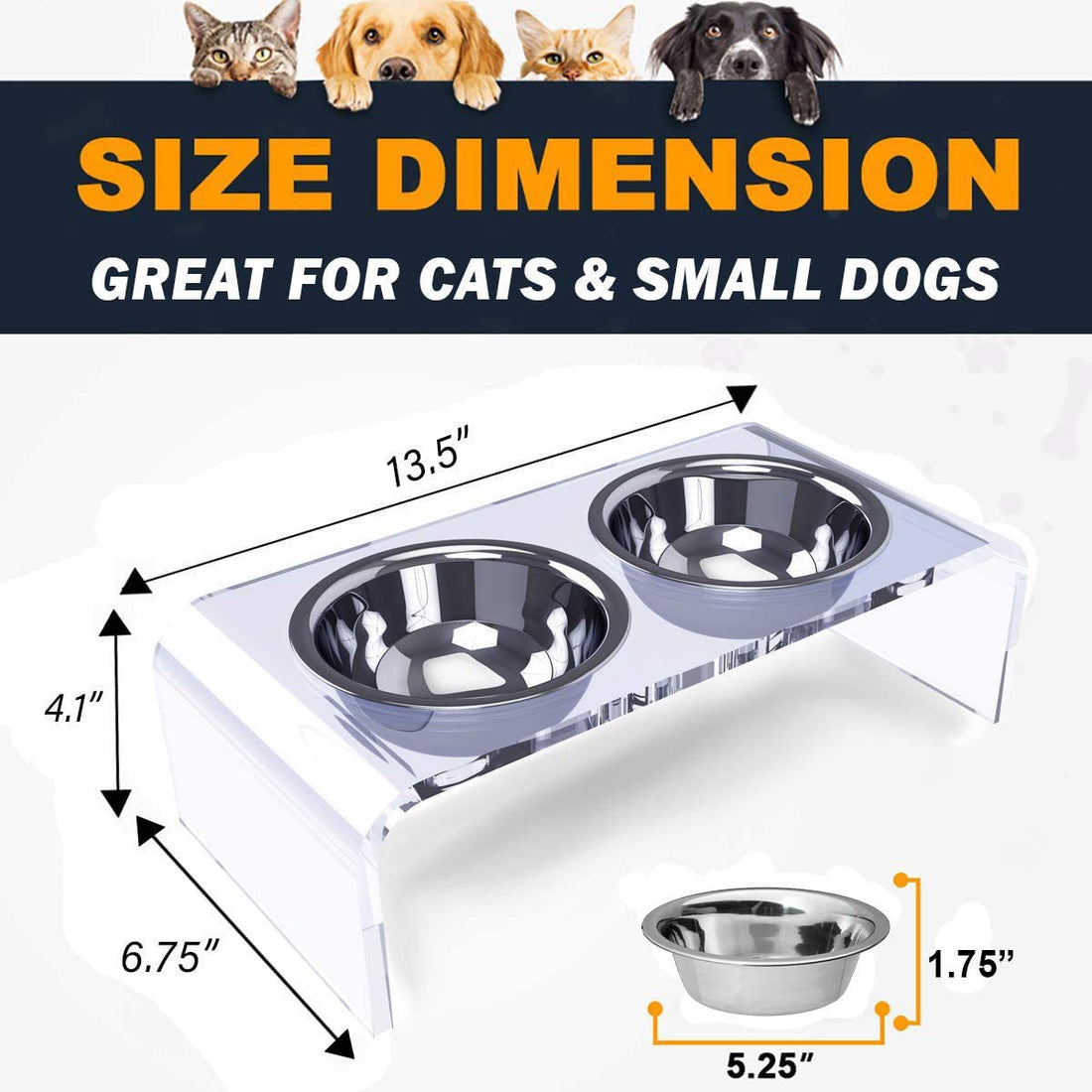Acrylic Dogs And Cats Pet Feeder Small Cat