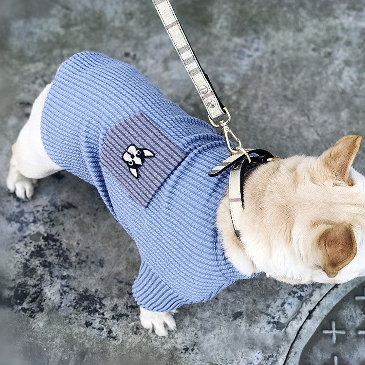 Contrast pocket embroidered dog T-shirt