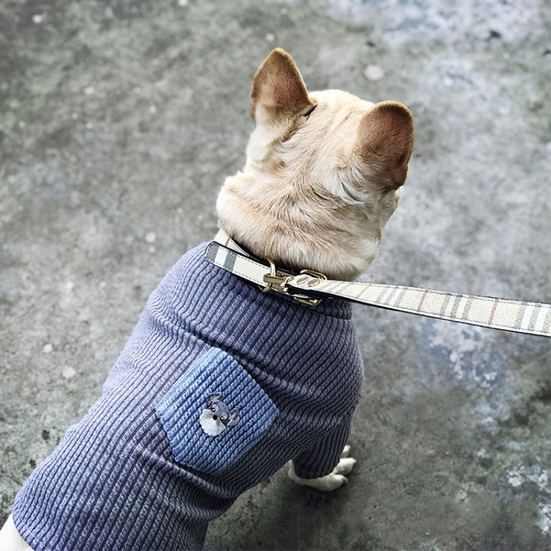 Contrast pocket embroidered dog T-shirt