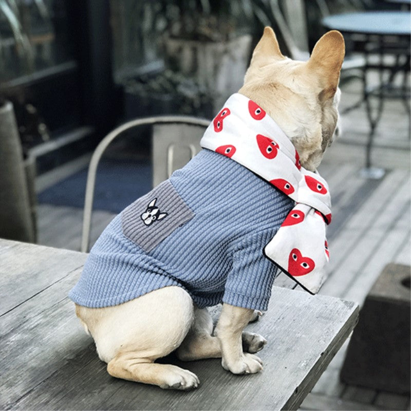 Contrast pocket embroidered dog T-shirt