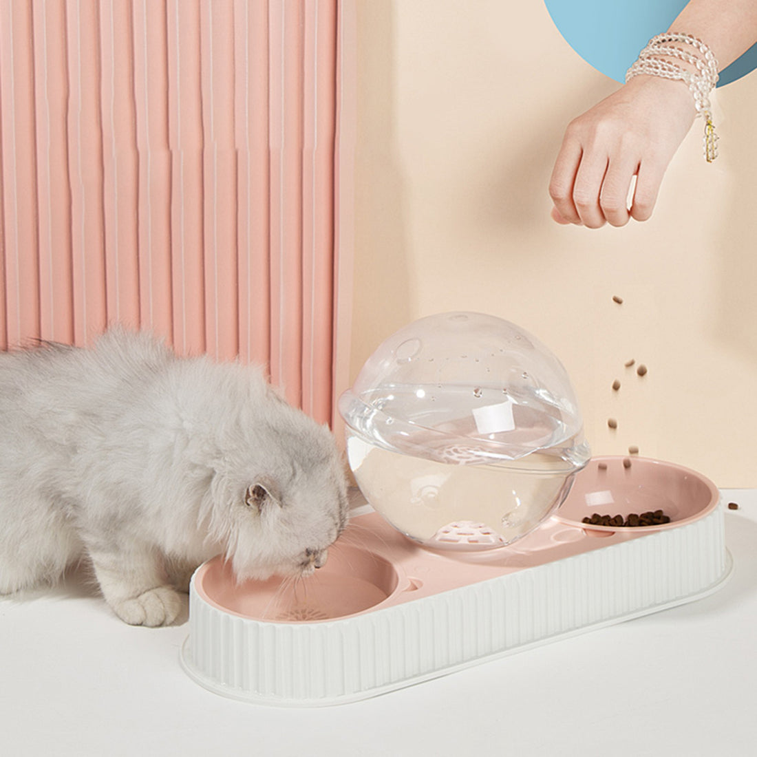 Plastic Pet Feeding Drinkers Cat Automatic Feeder