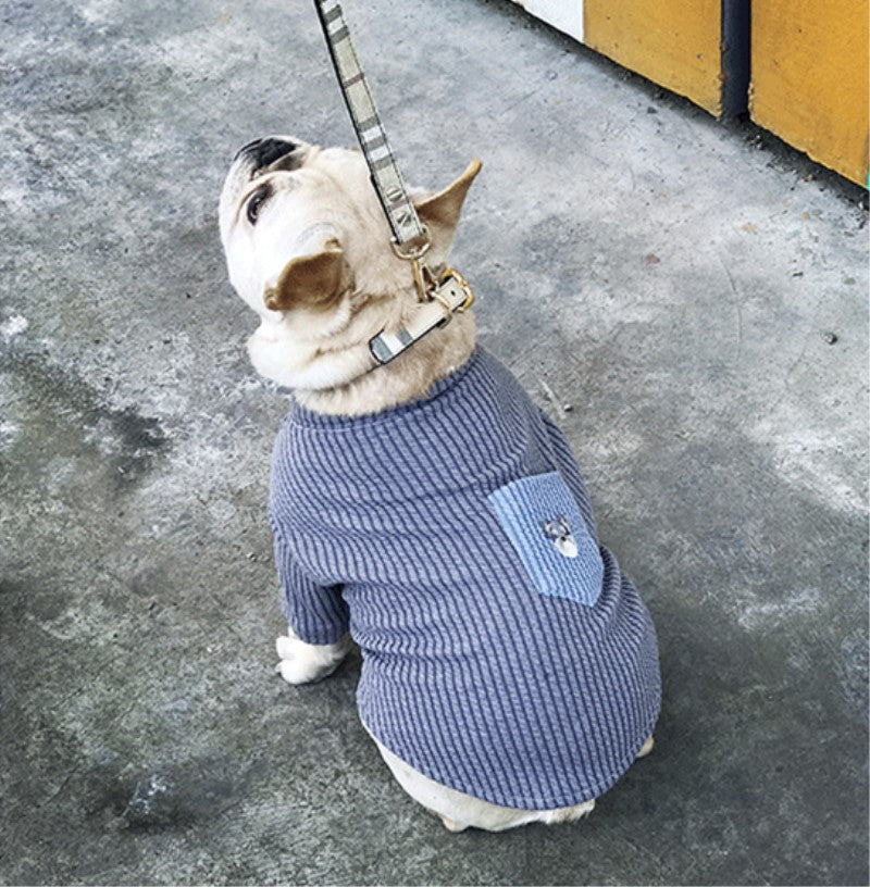 Contrast pocket embroidered dog T-shirt