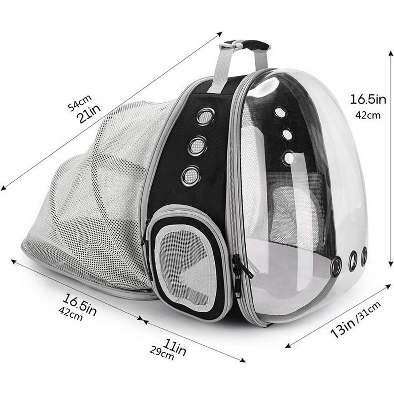 Rear Expandable Transparent Mesh Pet Backpack