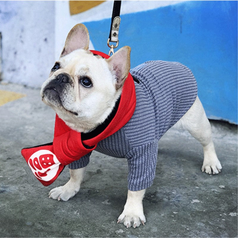 Contrast pocket embroidered dog T-shirt