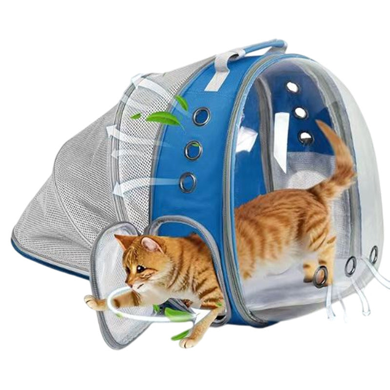 Rear Expandable Transparent Mesh Pet Backpack